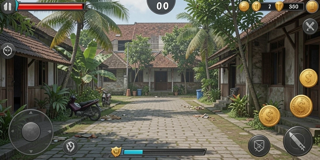 Karakter unik dengan berbagai kostum dan senjata.